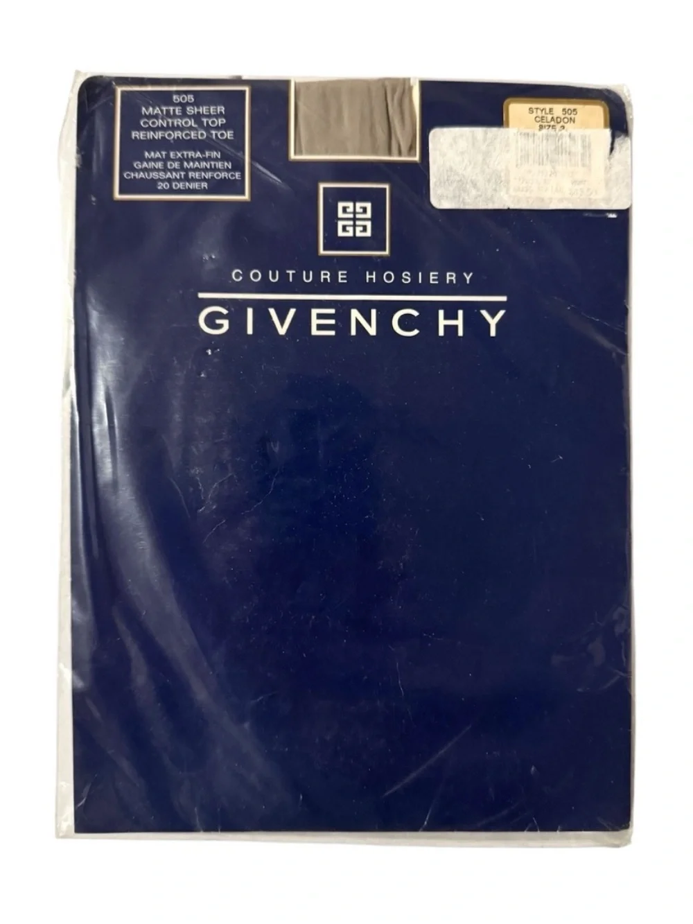 Vintage GIVENCHY Pantyhose Matte Sheer Celadon Style 505 Size 3 Control Top 1996